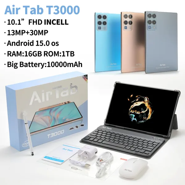 تابلت AirTab T3000 شاشة 10.1 إنش مع كيبورد وماوس وقلم وسماعة